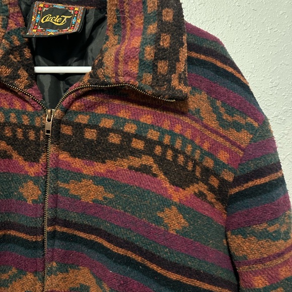 Vintage Circle T Aztec Mens Southwest Bomber Jacket - Picture 4 of 11